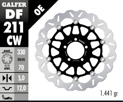 Obrázek produktu pro Sada brzdových kotoučů Galfer 2x DF211CW WAVE® plovoucí přední 330x5mm pro Kawasaki ZX-10R 1000 ccm r. v. 2017 - 2023