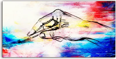 Produktbild von Coloray Spritzschutz aus Glas 140x70  Wandkunst Küchenrückwand Kunst groß Skizze des Handstiftes