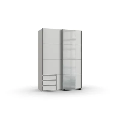 Produktbild von Kleiderschrank Emden in Weiß 135 cm Breite mit Spiegel