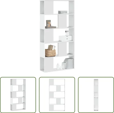 Obrázek produktu pro The Living Store Knihovna 5 polic Bílá 80,5x23,5x162,5 cm Materiál na bázi dřeva