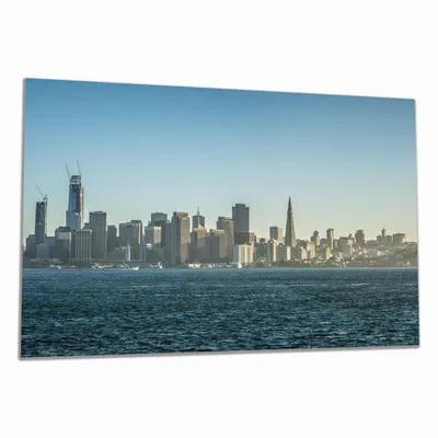 Produktbild von Wallario Herdabdeckplatte aus Glas, Größe 80 x 52 cm 1-teilig, Motiv Skyline von San Francisco