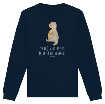 Produktbild von Mr. & Mrs. Panda Baumwoll Sweatshirt Otter Bauch Größe S - French Navy - Geschenk, Pullover, Winterspeck, Sweater, Bio-Pullover, Pulli, dick, Essen. Foodlover
