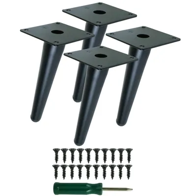 Produktbild von Schräg stehende Stahlbeine 18 cm, Set mit Schrauben, schwarz, 4 Stück