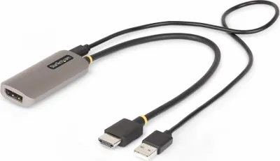 Productafbeelding van StarTech.com HDMI naar DisplayPort adapter, 8K 60Hz, actieve videoconverter - Adapterkabel - HDMI mannelijk naar DisplayPort vrouwelijk - 30 cm - Ruilgrijs - actief, ondersteunt 8K 60Hz, unidirectioneel