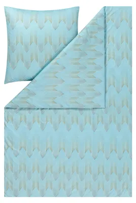 Produktbild von Estella Mako-Interlock-Jersey Bettwäsche Atelier Cielo 135x200 + 1 x Kissen 80 x 80 Grafisch azur