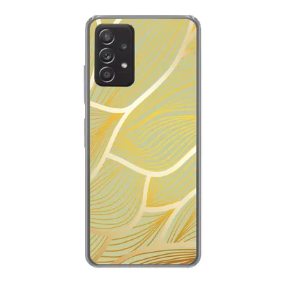 Produktbild von MuchoWow® Handyhülle Schutzhülle Hülle für Samsung galaxy a73 Goldene Wellen auf grünem Hintergrund Silikon Softcase Handy Hülle - Handyhülle