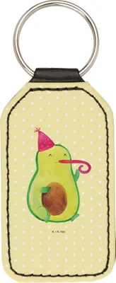 Produktbild von Mr. & Mrs. Panda Taschenanhänger Avocado Feier - Gelb Pastell - Geschenk, Schlüsselanhänger, kunstleder, Geburtstag, Gute Laune, Party, Mit Spruch, Tröte