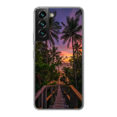 Produktbild von MuchoWow® Handyhülle Schutzhülle Hülle für Samsung Galaxy S22 Plus Sonnenuntergang - Palmen - Strand Silikon Softcase Handy Hülle - Schutzabdeckung