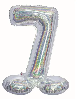 Produktbild von Folienballon Zahl 7 silber holografisch stehend 72 cm