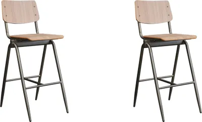 Produktbild von LABEL51 Barhocker Massiv - Braun - Holz - Sitzhöhe 75 - 2er Set