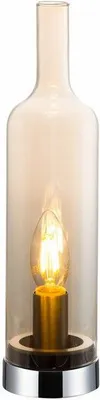 Immagine prodotto di Lampada da tavolo Bottle color ambra e cromata, 1xE14x40W, vetro, dimensioni: 33x8,5x8,5 cm, IP20, Reality