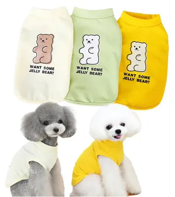 Produktbild von Packung Hundekleidung für kleine Hunde, ärmellose Welpenweste, Sommer-Haustieroutfits, bedruckte Hundet-Shirts, Größe S