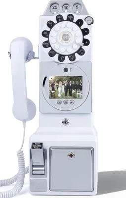 Video-Gästebuch Vintage Telefon, HD-Kamera, 3,5" Display, Weiß