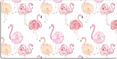 Produktbild von Schreibtischmatte Tischunterlage 100x50 cm Mauspad - Flamingos und Blumen