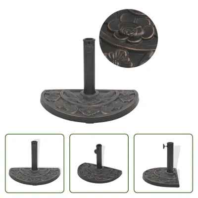 Image de The Living Store Pied de parasol Résine Demi-Rond Bronze 9 kg