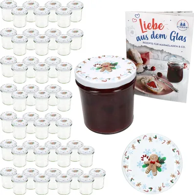 Zdjęcie produktu dla zestaw 50 kieliszków do przetworów 350ml + pokrywka TO 82 Candyman ice blue + książeczka