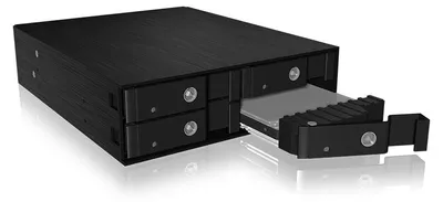 Produktbild von ICY BOX IB-2240SSK, Back Plane, 4x 2,5" (9-15mm high) SATA in 1x 5,25" bay, Schloss, 2x 4x4x2cm Lüfter, schwarz
