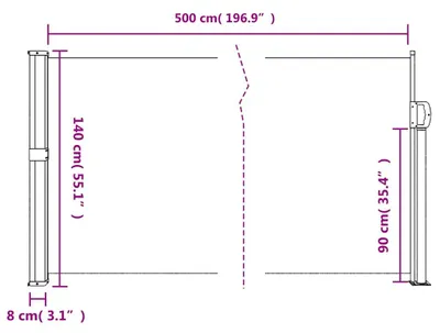 Obrázok produktu pre vidaXL Bočná výsuvná markíza béžová 140x500 cm