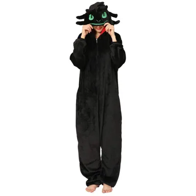 Produktbild von Minicee Drachen-Onesie für Erwachsene & Kinder – Uni Flanellkostüm XL