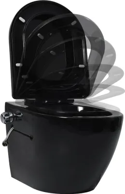 Produktbild von Langlebige Wand-WC ohne Spülrand mit Bidet-Funktion Keramik Schwarz - Möbel928600 - Hänge-WCs