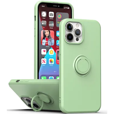 Obrázek produktu pro iPhone 13 Mini Pouzdro, s prstencovým držákem a stojánkem, odolné proti poškrábání, měkký silikon pouzdro pro iPhone 13 Mini Tyrkysový