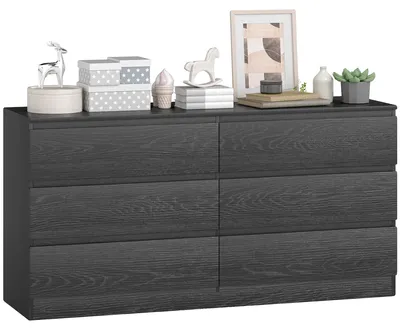 Image de Commode, 6 tiroirs spacieux, style moderne et minimaliste, 140 x 40 x 71 cm, noir