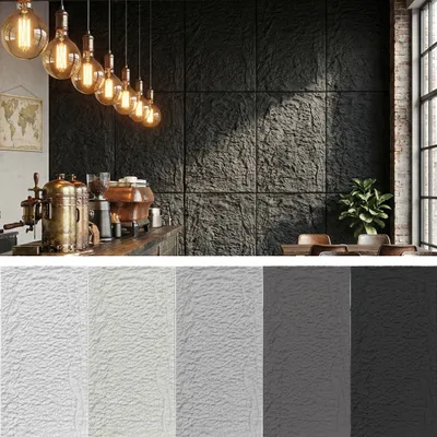 Produktbild von XMTECH 3X Wandpaneele Steinoptik 5 cm Polyurethan3D Wandverkleidung 120x60 cm Naturstein Wandpaneel Nachbildung für Innenräume Wohnzimmer Bad Küche, Graphitschwarz