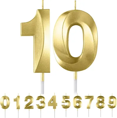 Image de Bougies d'anniversaire, chiffre 10, 5 cm, couleur or, décorations pour gâteau