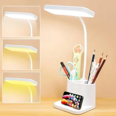Obrázek produktu pro LED stolní lampa – 3 barvy – s držákem na pero – ideální na čtení, práci a učení