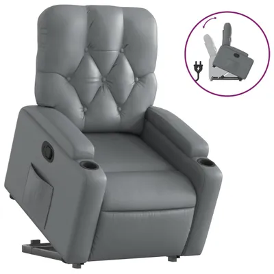 Produktbild von vidaXL Relaxsessel mit Aufstehhilfe Grau Kunstleder