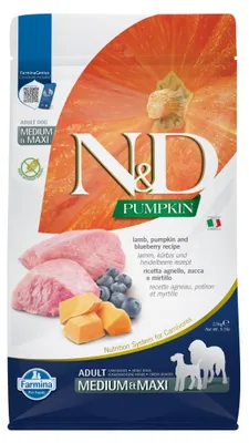 Zdjęcie produktu dla N&D GF Pumpkin Lamb Blueberry Adult Medium Maxi 2,5 KG