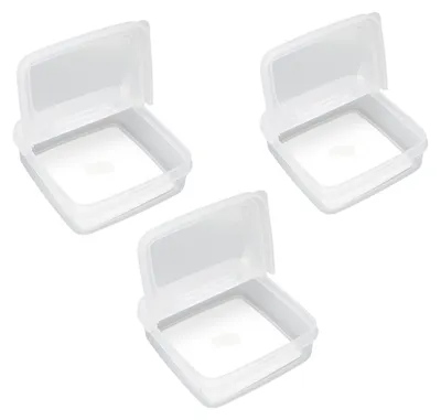 Immagine prodotto di 3 contenitori per formaggio con coperchio ribaltabile, trasparenti, scatola per alimenti in PP per frigorifero