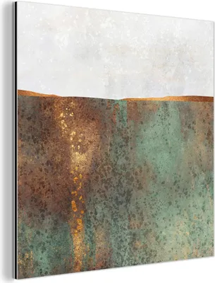 Produktbild von MuchoWow Wanddekoration Metall Metallbild Wandkunst 50x50 cm Abstrakt - Luxus - Gold MuchoWow Aluminium Gemälde - Alubild - Industrial