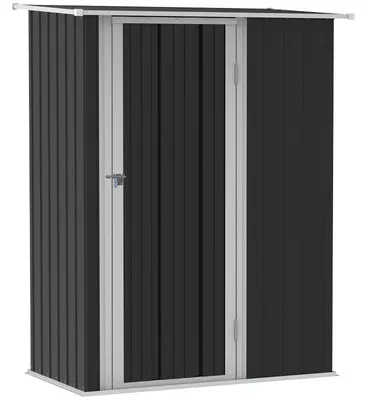 Image de Abri de jardin en métal - Acier anthracite - 142 x 84 x 189 cm