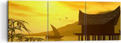 Produktbild von Bild auf Leinwand - Leinwandbild - Asien Berg Meer Felsen - 120x40cm - Wand Bild - Wanddeko - Leinwanddruck - Bilder - Kunstdruck - Wanddekoration - Leinwand bilder - Wandkunst - CA120x40-0363