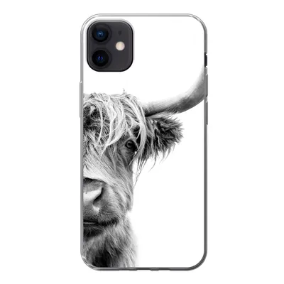 Produktbild von MuchoWow® Handyhülle Schutzhülle Hülle für iPhone 12 mini Schottischer Highlander - Tiere - Schwarz - Weiß Silikon Softcase Handy Hülle - Bild