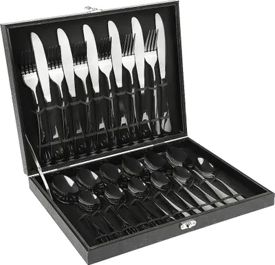 Produktbild von Besteckset 24-tlg Besteck Tafelbesteck Edelstahl Besteck für 6 Personen Geschenkbox