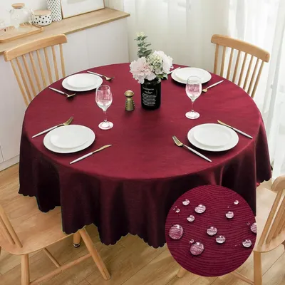 Immagine prodotto di Tovaglia Jacquard, rotonda, diametro 160 cm, colore bordeaux, in poliestere