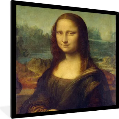 Produktbild von MuchoWow® Gerahmtes Poster Mona Lisa - Leonardo da Vinci 40x40 cm - Poster mit Schwarzem Bilderrahmen Wandposter Rahmen Foto Bilder - Mit Rahmen - Wanddekoration Schlafzimmer