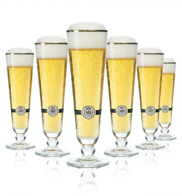 Produktbild von 6x Warsteiner Bier Glas 0,2l Pokal Goldrand Pils Gläser Tulpe Stange Beer Brew