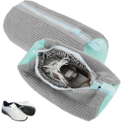 Produktbild von 2er Set Schuh-Waschbeutel 39x19cm Grau mit Reißverschluss