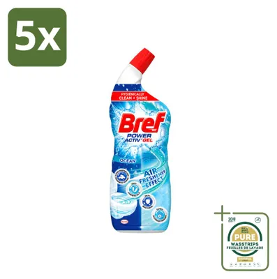 Produktbild von 5 x  Bref Power Activ+ Toiletreiniger Anti-Kalk Oceaan 700 ml - Vorratspackung - 5 Stücke