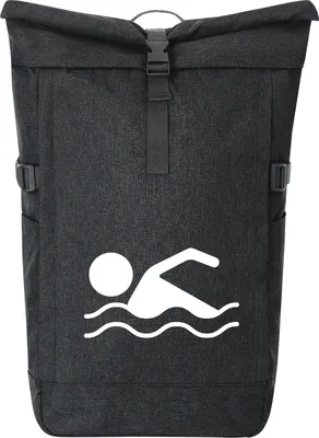 Produktbild von Huuraa Kurierrucksack Schwimmen Silhouette 30-44 Liter Black Melange Fairtrade Rolltop Rucksack Geschenkidee