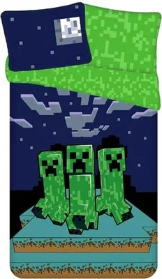 Obrázek produktu pro Sada povlečení Minecraft "Sssleep Tight" 140x200 cm + 70x90 cm Blue Green