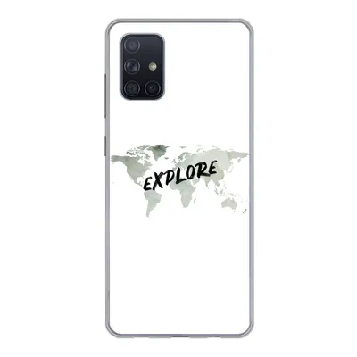 Produktbild von MuchoWow® Handyhülle Schutzhülle Hülle für Samsung Galaxy A51 Weltkarte - Grau - Zitat Silikon Softcase Handy Hülle - Schutzabdeckung