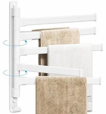 Immagine prodotto di Portasciugamani VHV - 5 bracci - girevole - adesivo - senza foratura - accessorio per il bagno - Bianco