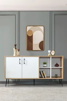 Obrázok produktu pre Skye Decor, kvalitná konzolová zostava (3-dielna) v dekóre "Sapphire Oak", 100% melamín | 1001