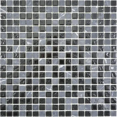 Produktbild von Glasmosaik Crystal mit Naturstein CM M465 30x30 cm Grau/Schwarz