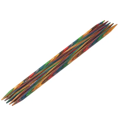 Produktbild von Lana Grossa Nadelspiel Strumpfstricknadeln Design-Holz Multicolor Länge 15/20 cm  Größe 20 cm / 6.5 mm