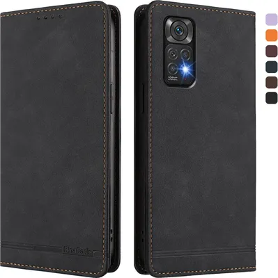 Produktbild von Hülle für Xiaomi Redmi Note 11S/Note 11 4G, Retro Kunstleder Ständer Klapphülle mit Kartenfächer und Magnetische Schwarz